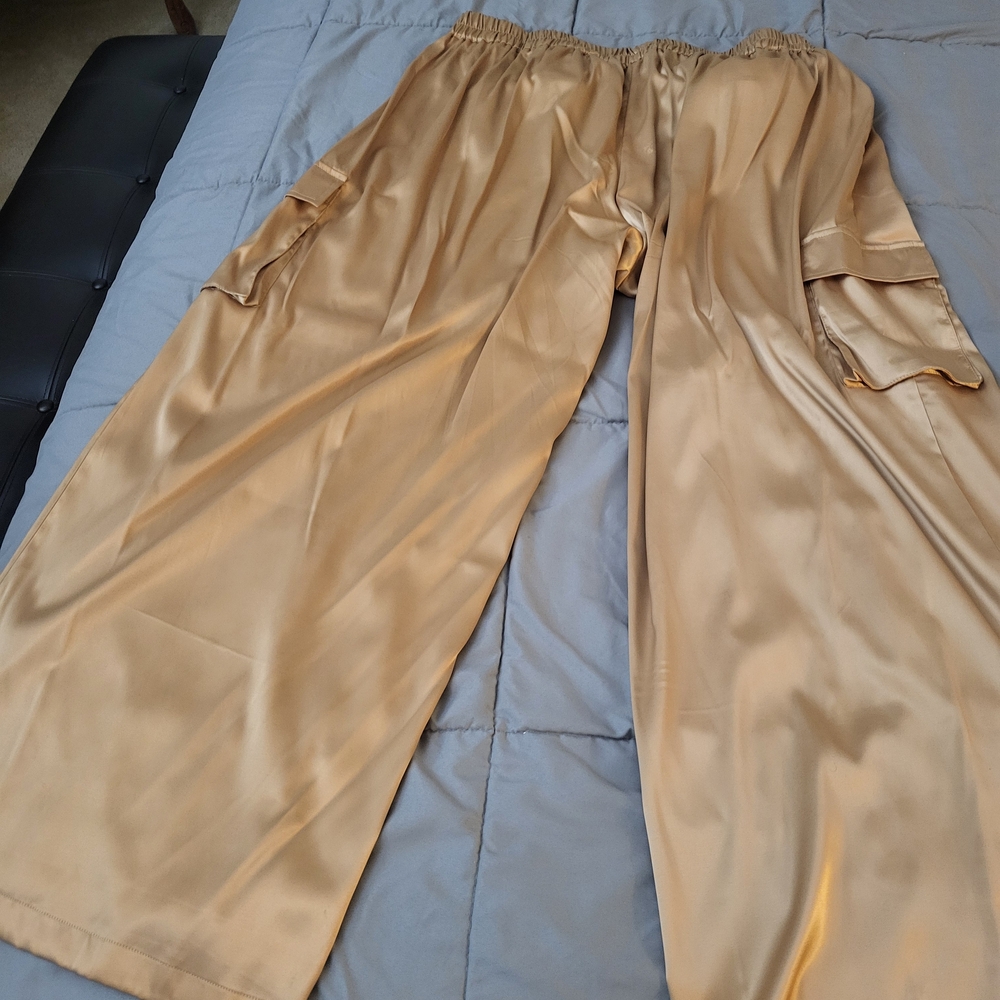 Ashley Stewart Gold Wide-Leg Pants